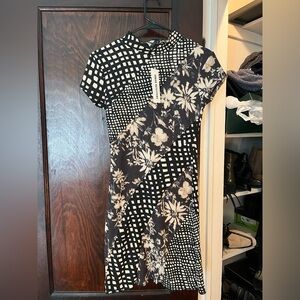 Patterned, mock neck dress